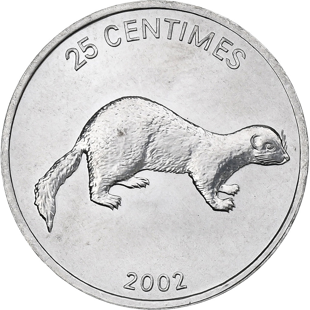 CONGO, DEMOCRATIC REPUBLIC, 25 Centimes, 2002, Aluminum, MS(63), KM:76