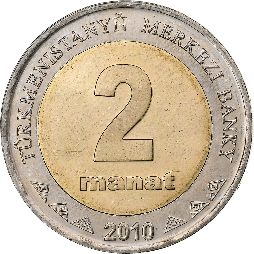 Turkmenistan, 2 Manat, 2010, Bi-Metallic, UNC, KM:104