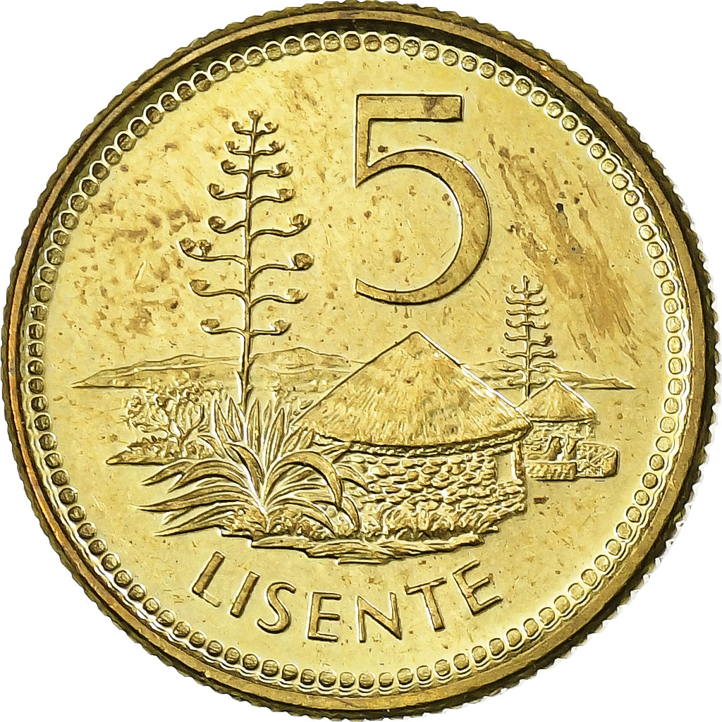 Lesoto, Letsie III, 5 Licente, Lisente, 1998, Aço Cromado a Latão, MS(65-70)