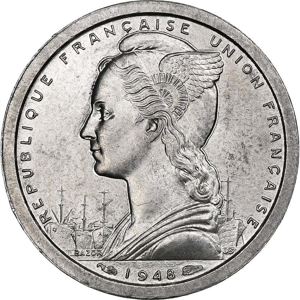 Madagascar, Franc, 1948, Paris, Aluminum, MS(65-70), KM:3