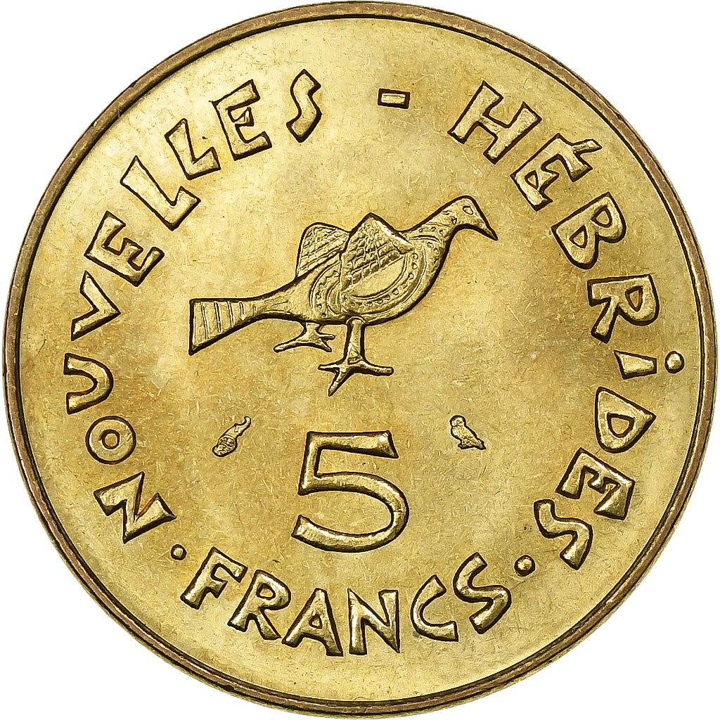 New Hebrides, 5 Francs, 1970, Paris, Nickel-brass, AU(55-58), KM:6.1