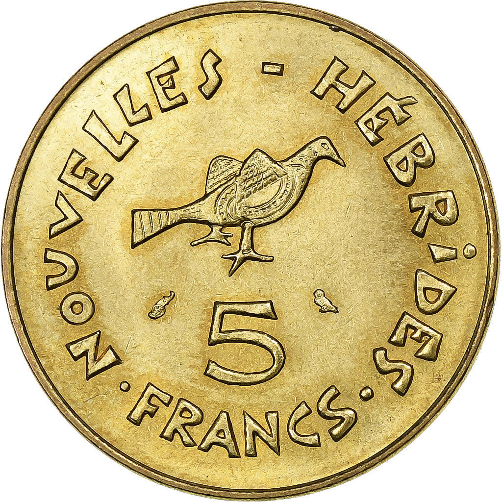 New Hebrides, 5 Francs, 1970, Paris, Nickel-brass, AU(55-58), KM:6.1