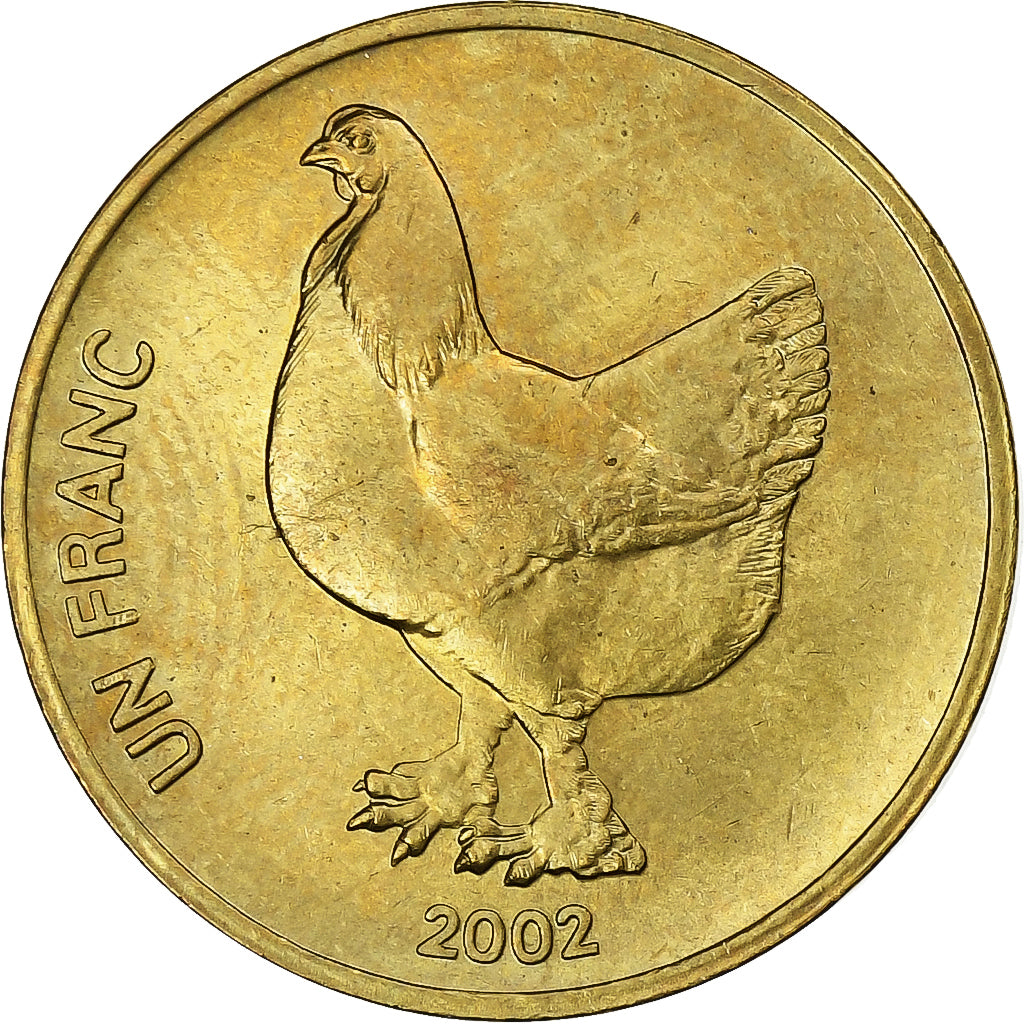 KONGO, REPUBLIKA DEMOKRATYCZNA, Franc, 2002, Mosiądz, MS(65-70), KM:82