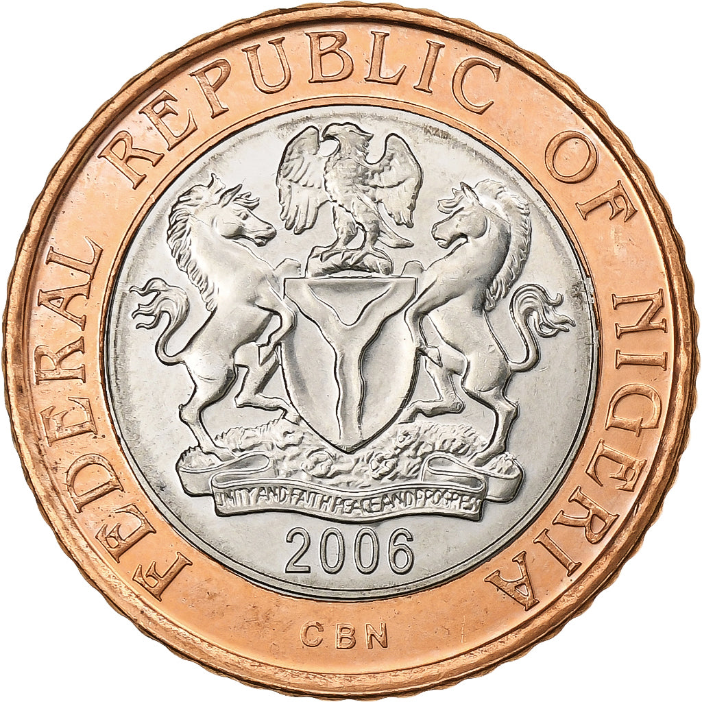 Nigeria, 2 Naira, 2006, Bimetálico, FDC, KM:19