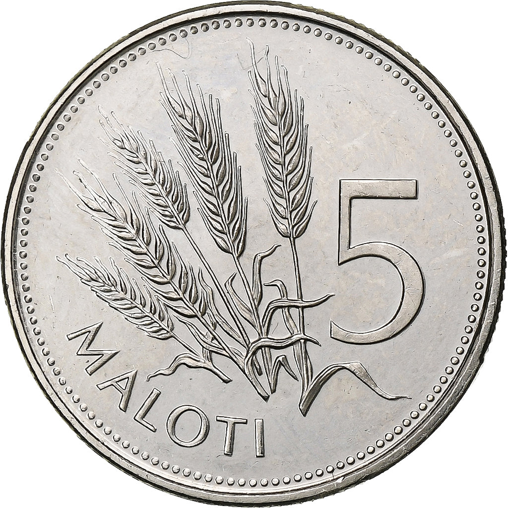 Lesotho, Moshoeshoe II, 5 Maloti, 1998, Nickel plated steel, MS(65-70), KM:59