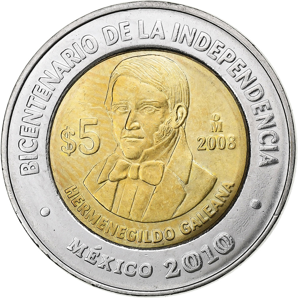 Mexico, 5 Pesos, 2008, Mexico City, Bi-Metallic, MS(63), KM:906