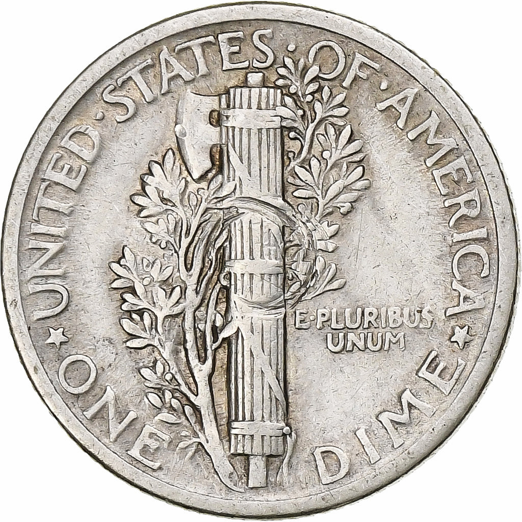 United States, Mercury Dime, Mercury Dime, 1917, U.S. Mint, Silver, EF(40-45)
