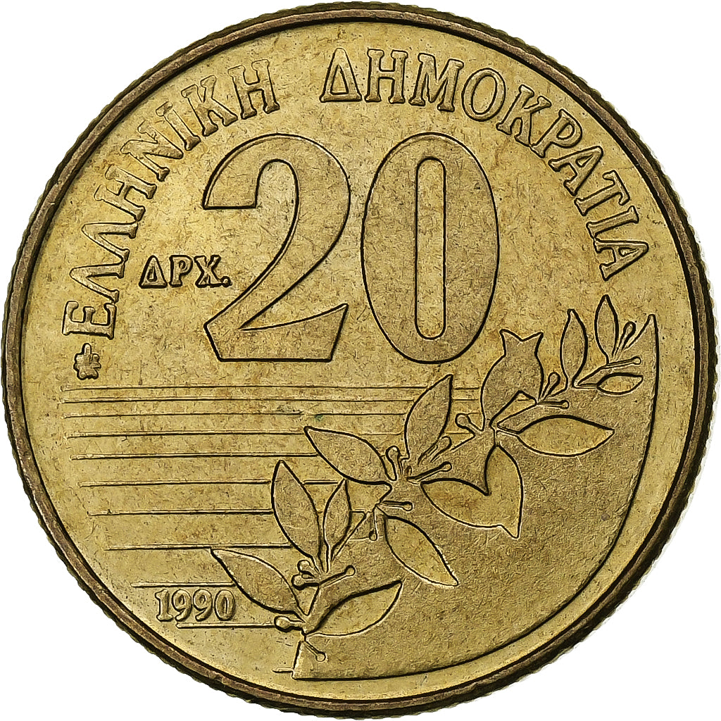 Griekenland, 20 Drachmes, 1990, Aluminum-Bronze, PR, KM:154