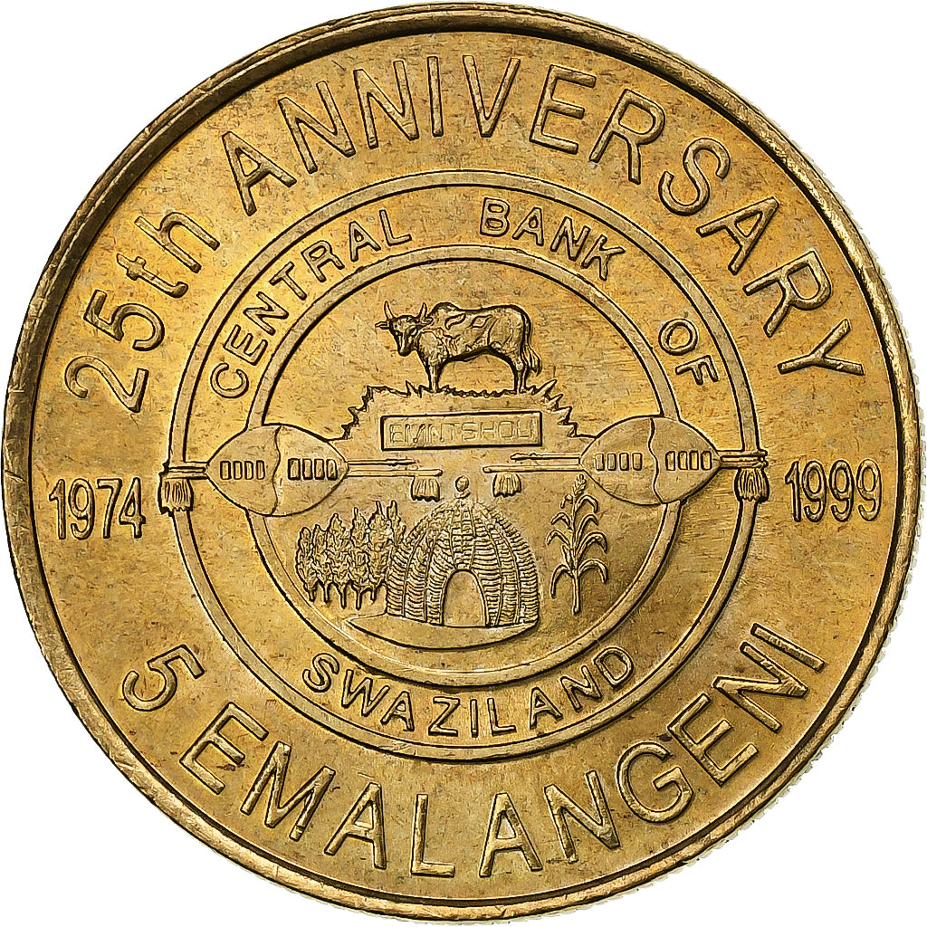 Swaziland, King Msawati III, 5 Emalangeni, 1999, British Royal Mint, Brass