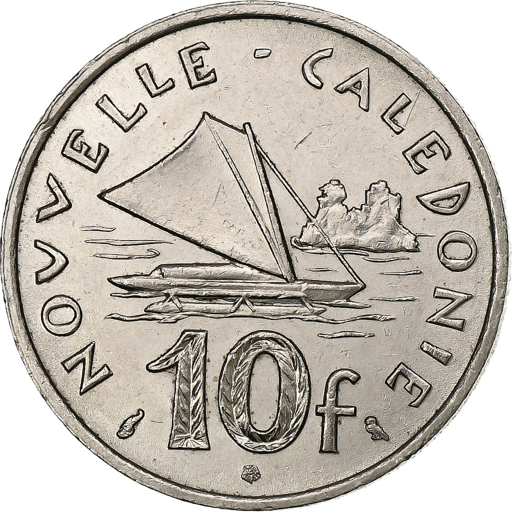 New Caledonia, 10 Francs, 1970, Paris, Nickel, AU(50-53), KM:5