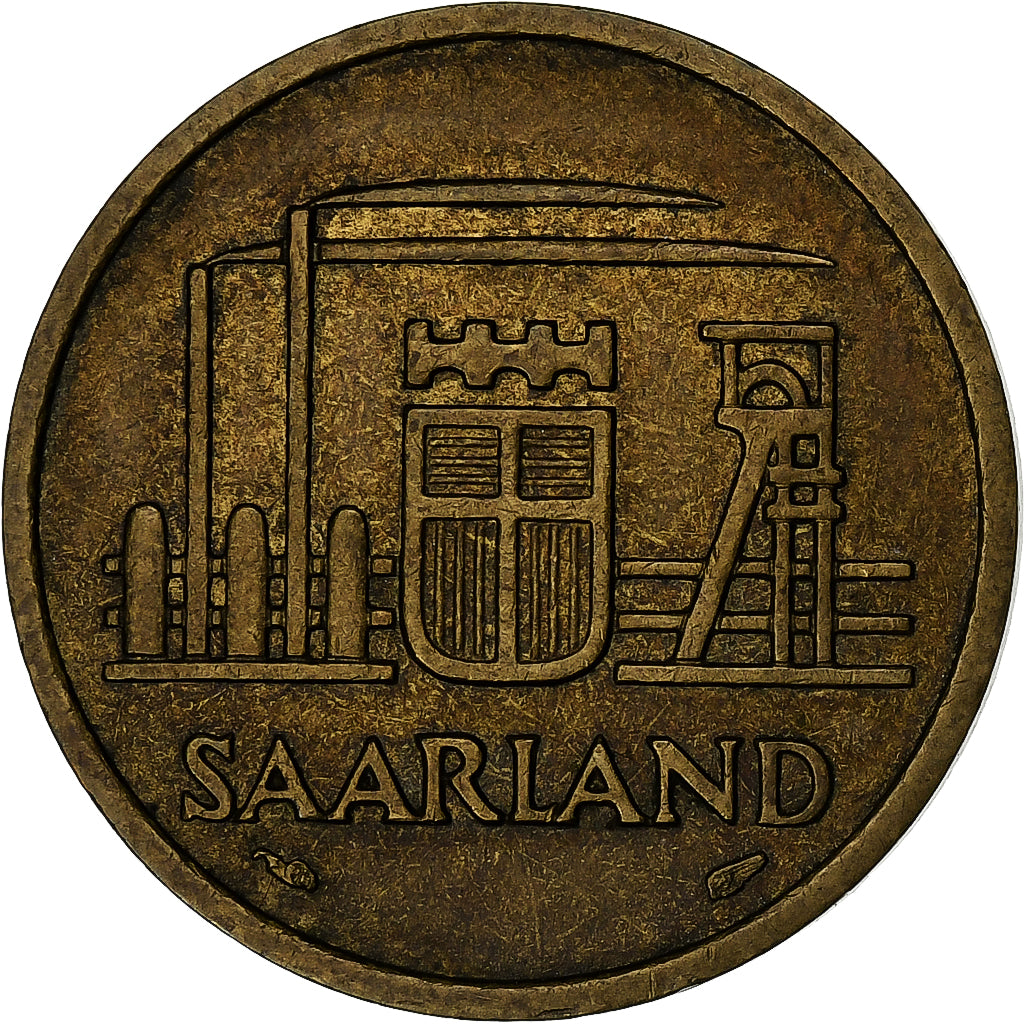 SAARLAND, 20 Franken, 1954, Paris, Alluminio-bronzo, BB, KM:2