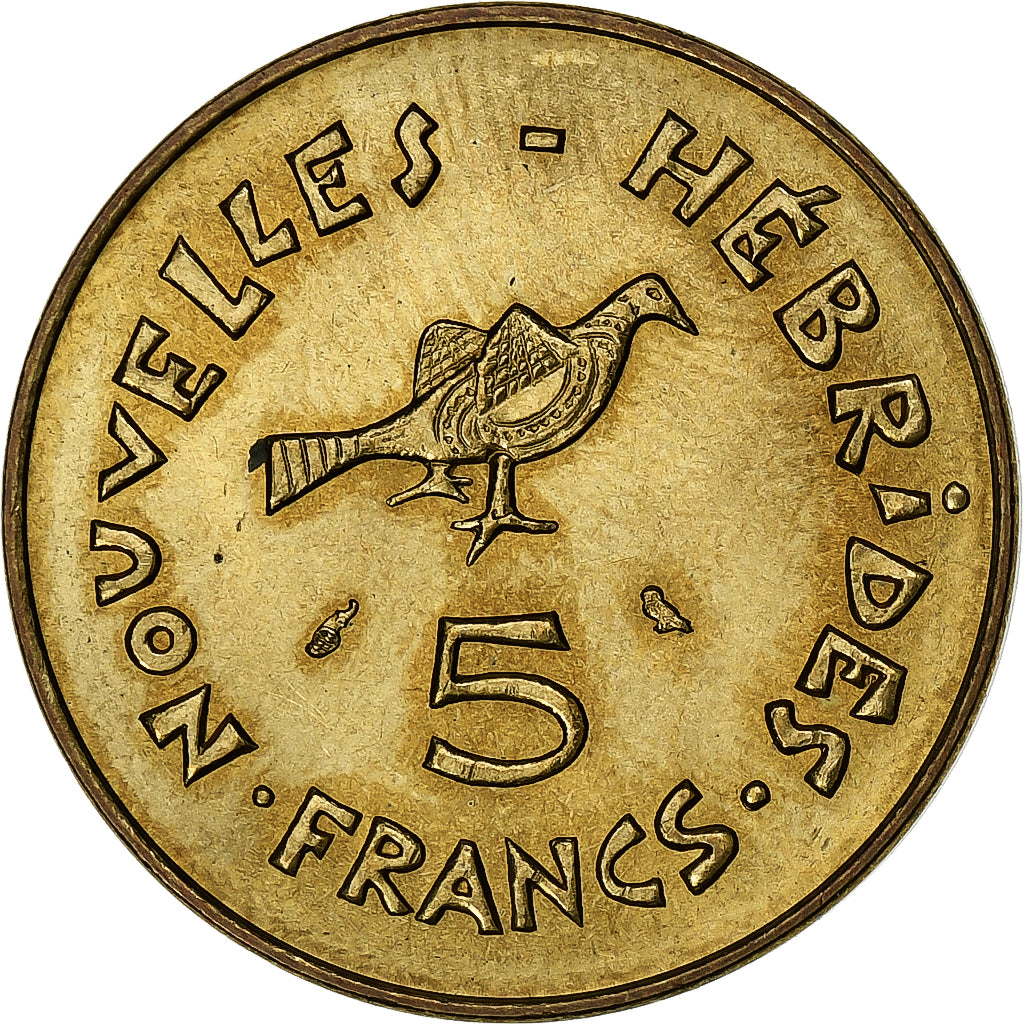 New Hebrides, 5 Francs, 1970, Paris, Nickel-brass, AU(50-53), KM:6.1