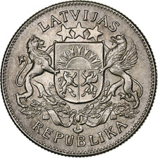 Letonia, 2 Lati, 1925, Plata, EBC, KM:8
