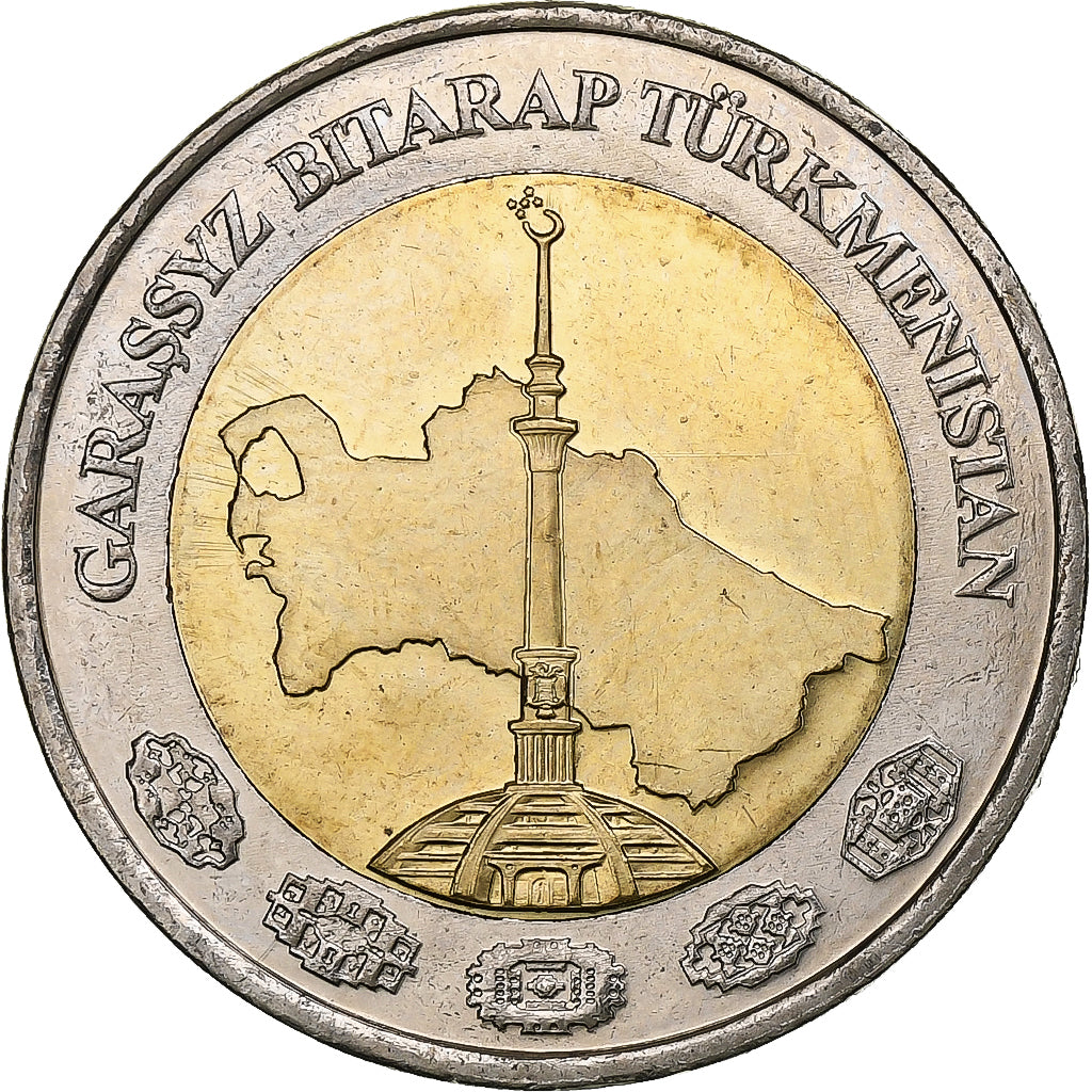 Turkmenistan, 2 Manat, 2010, Bi-Metallic, UNC-, KM:104