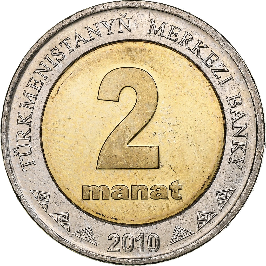 Turkmenistan, 2 Manat, 2010, Bi-Metallic, UNC-, KM:104