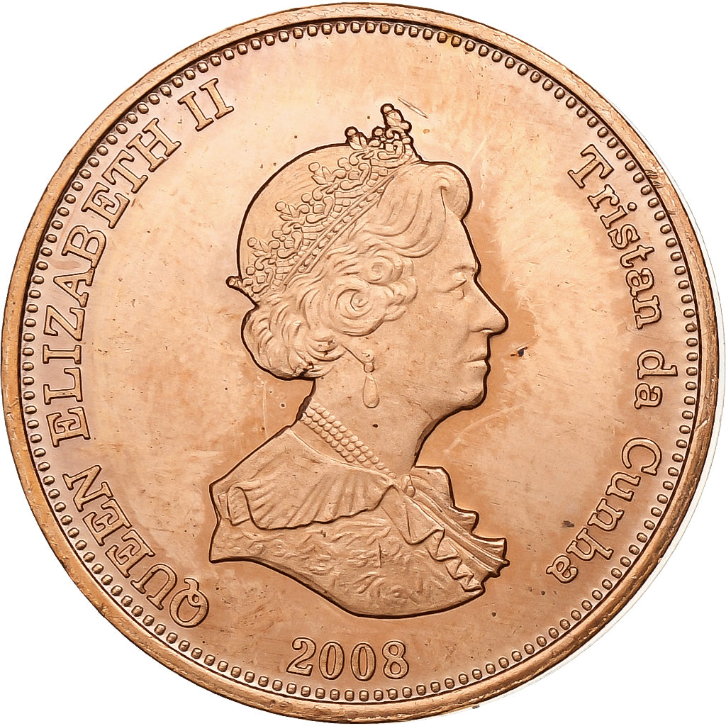 Tristan Da Cunha, Elizabeth II, 2 Pence, 2008, Franklin Mint, Rame, SPL, KM:29