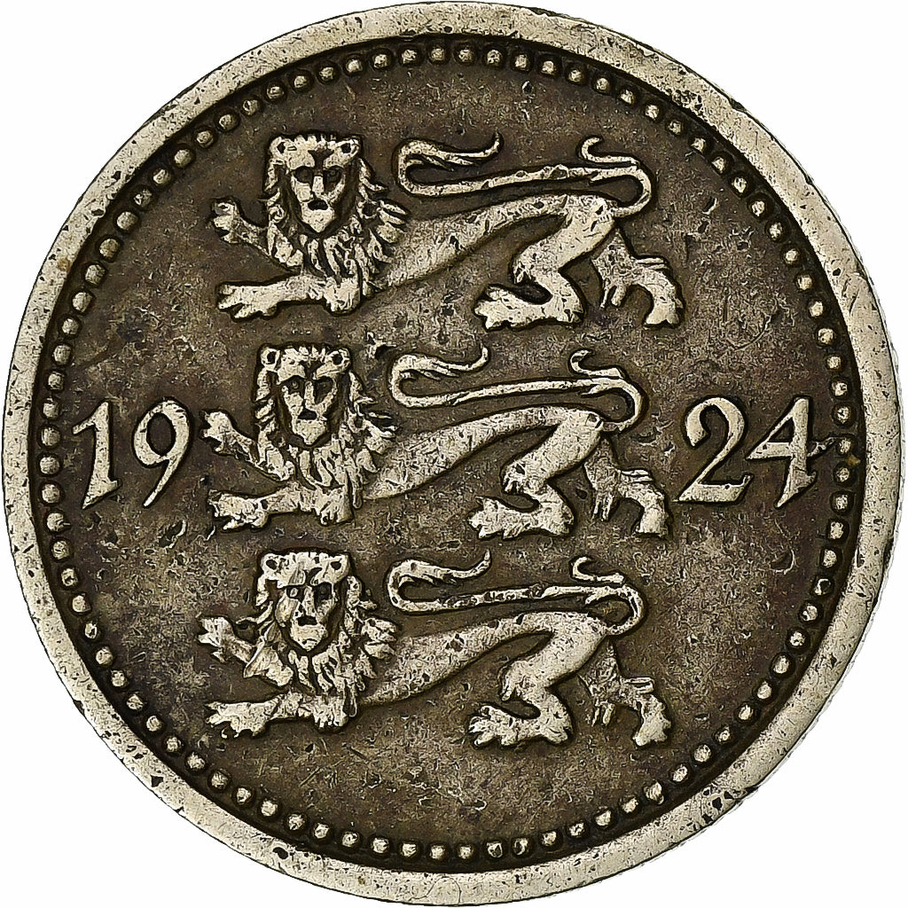Estonia, 5 Marka, 1924, Nickel-Bronze, VF(30-35), KM:3a