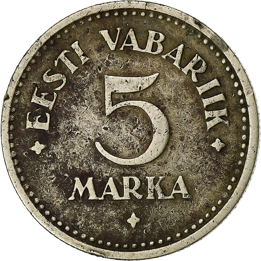 Estonia, 5 Marka, 1924, Nickel-Bronze, VF(30-35), KM:3a