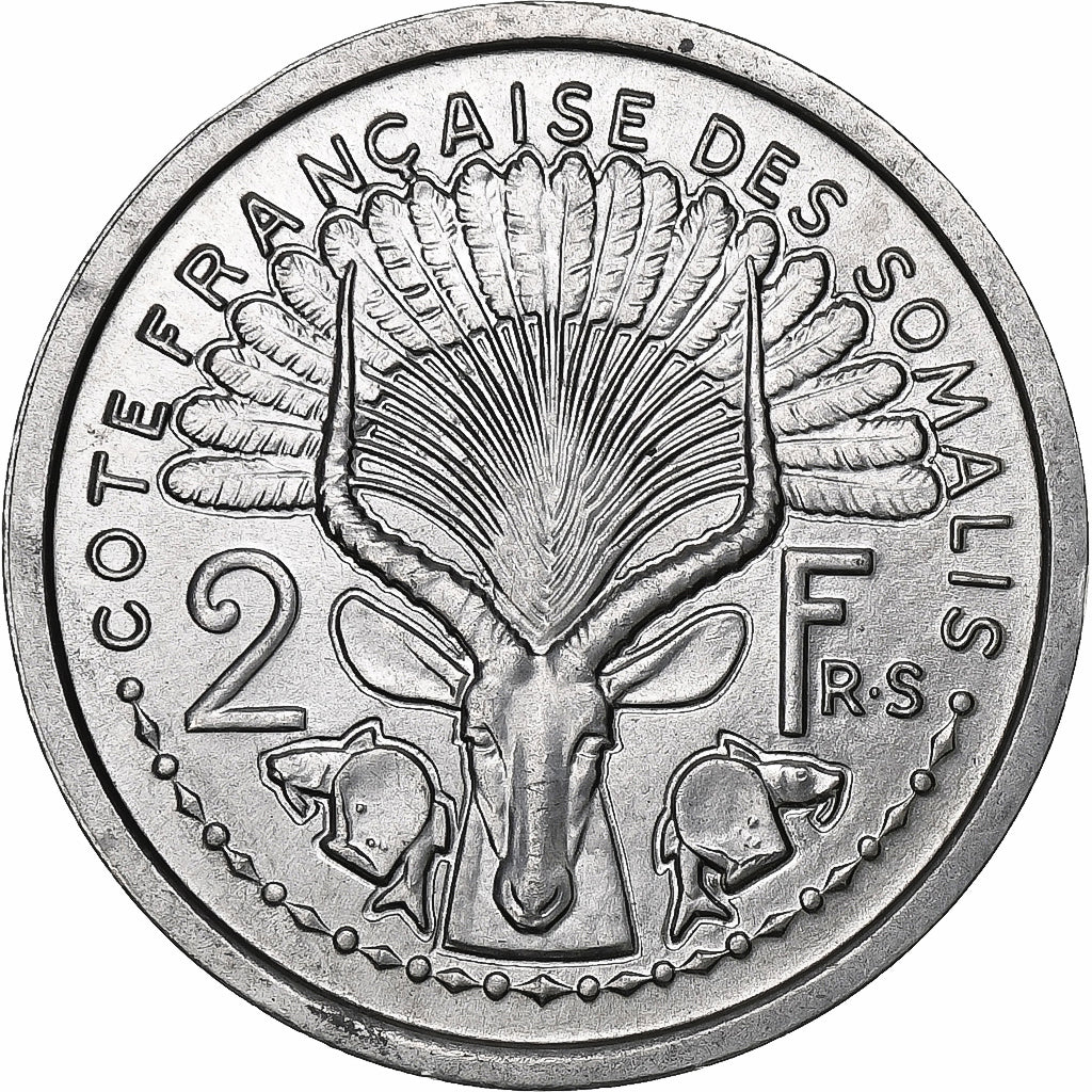 French Somaliland, 2 Francs, 1959, Paris, Aluminum, MS(65-70), KM:9