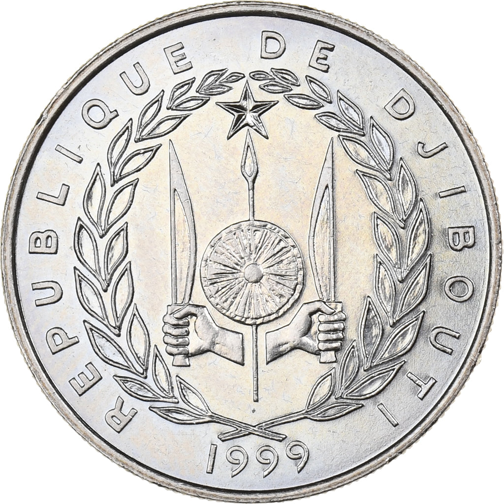 Djibouti, 50 Francs, 1999, Paris, Copper-nickel, MS(65-70), KM:25
