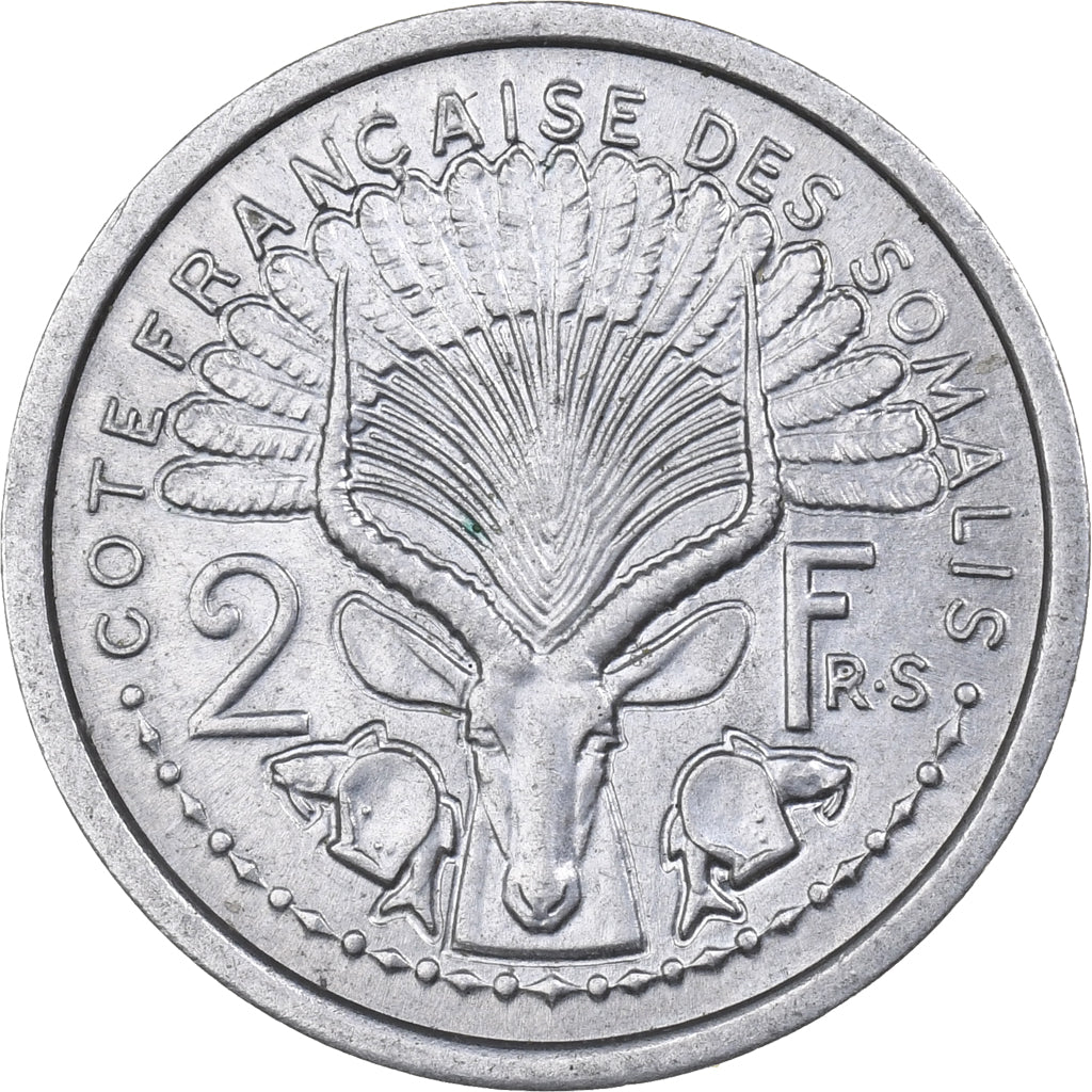 French Somaliland, 2 Francs, 1959, Paris, Aluminum, MS(65-70), KM:9