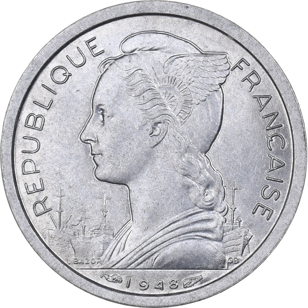 Réunion, Franc, 1948, Aluminum, MS(65-70), KM:6.1