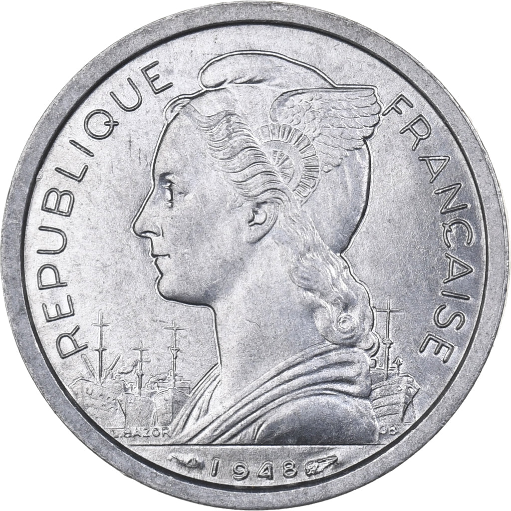 Réunion, Franc, 1948, Aluminum, MS(65-70), KM:6.1