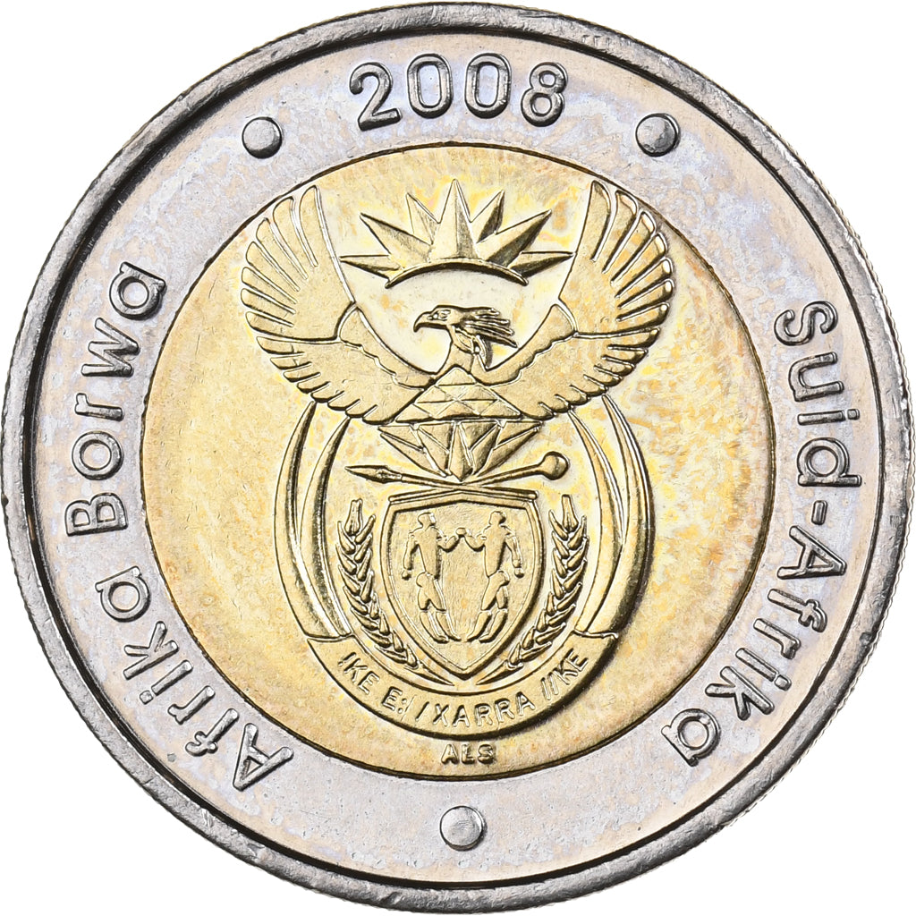 South Africa, 5 Rand, 2008, Pretoria, Bi-Metallic, MS(63), KM:439