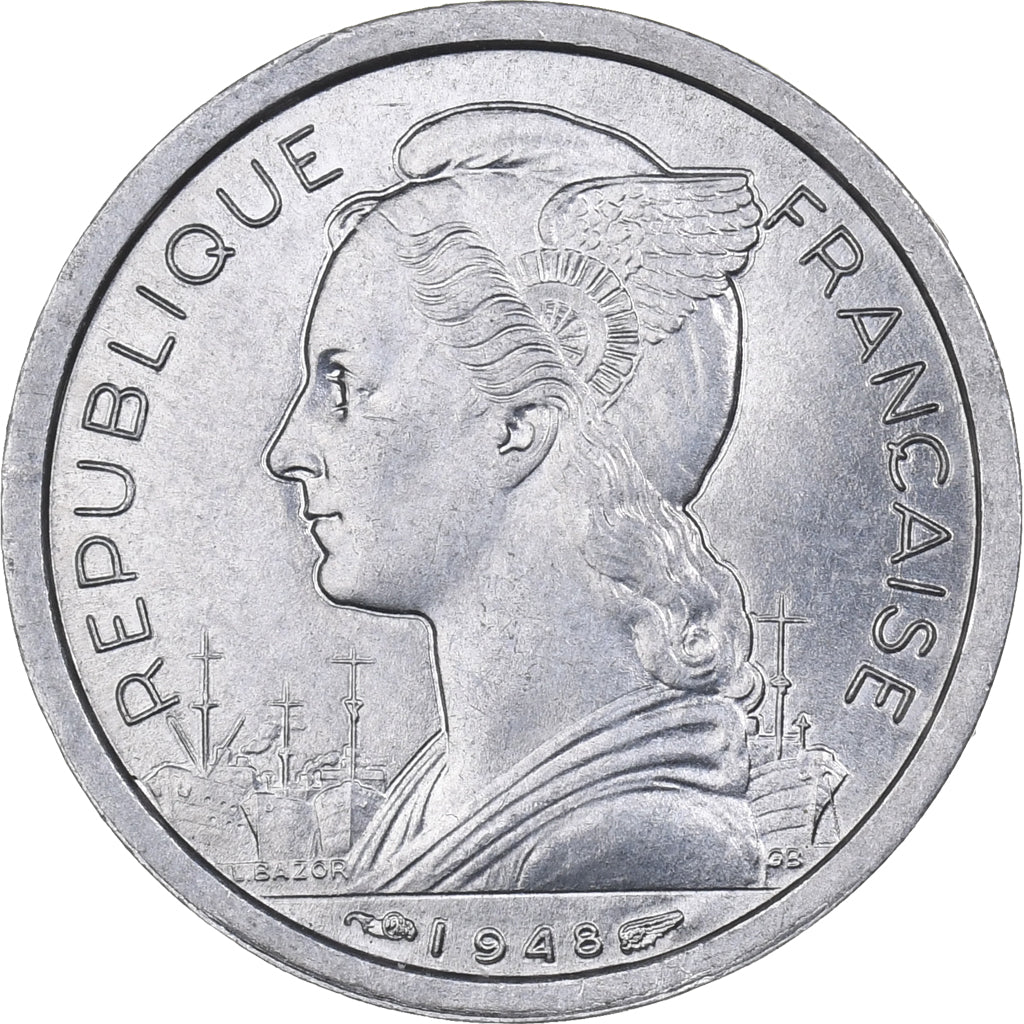 Réunion, Franc, 1948, Aluminum, MS(65-70), KM:6.1