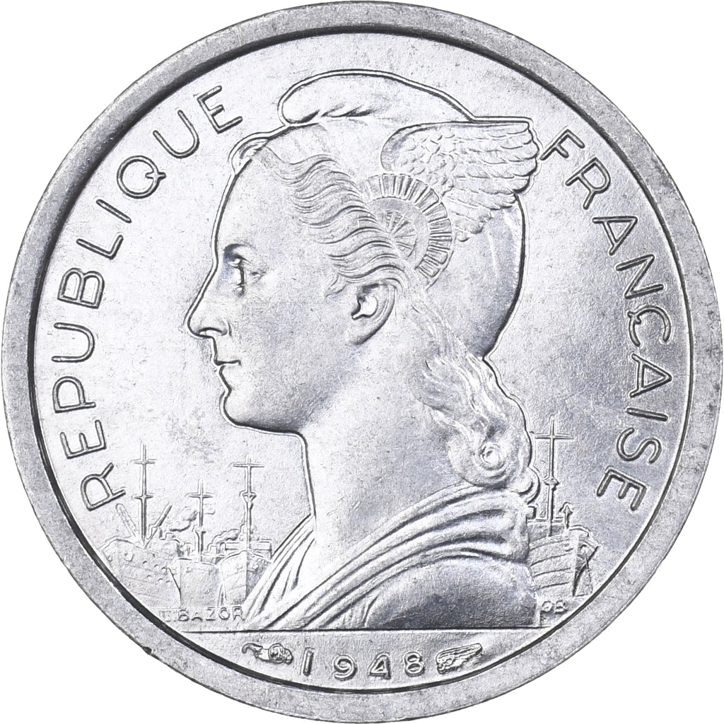 Réunion, Franc, 1948, Aluminum, MS(65-70), KM:6.1