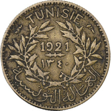 Tunisia, Muhammad al-Nasir Bey, 50 Centimes, 1921, Paris, Silver, EF(40-45)