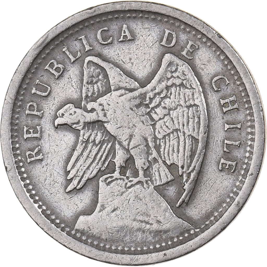 Chile, 10 Centavos, 1923, Copper-nickel, EF(40-45), KM:166