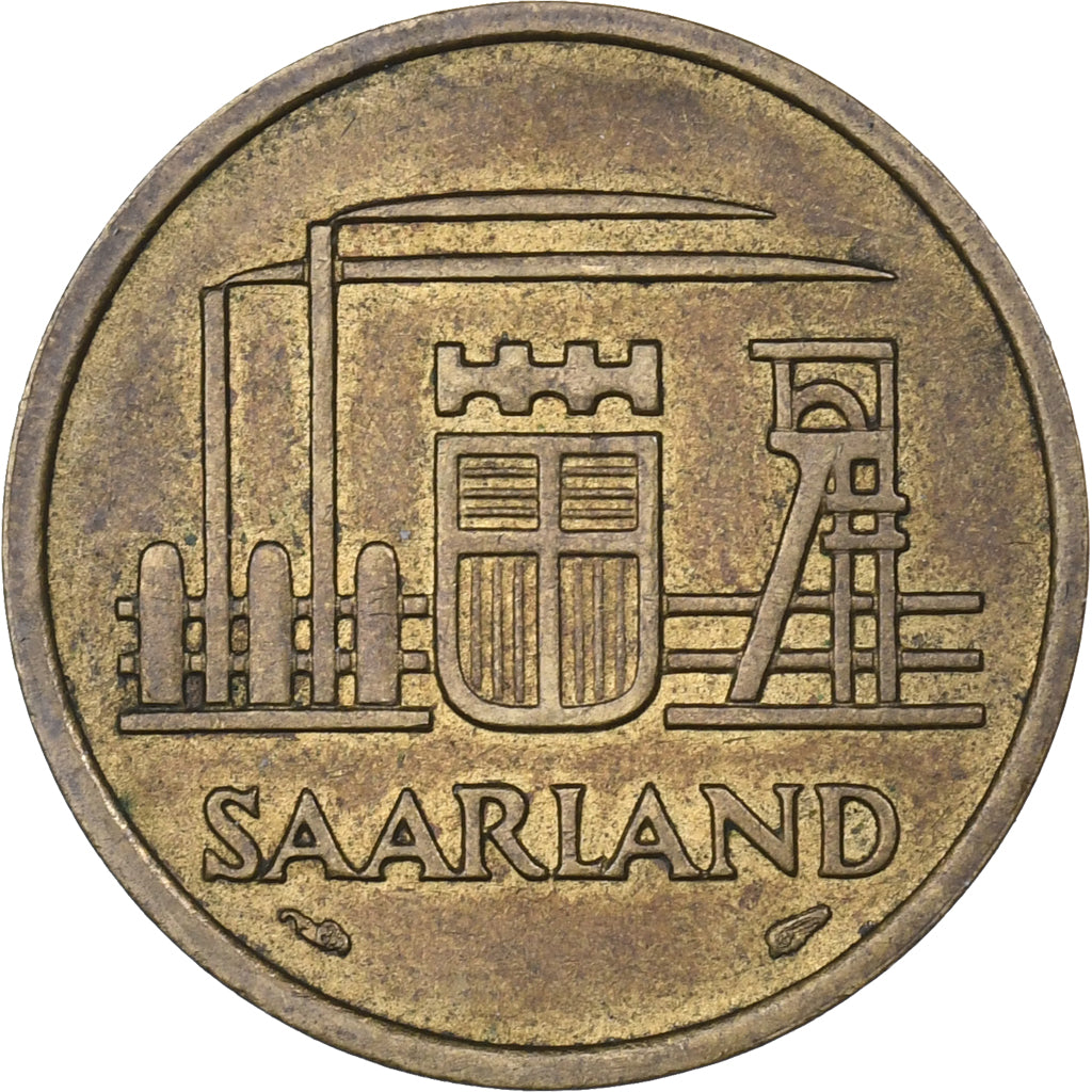 SAARLAND, 20 Franken, 1954, Paris, Aluminum-Bronze, EF(40-45), KM:2