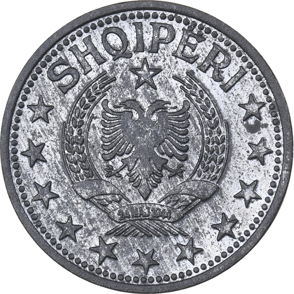 Albania, 5 Lekë, 1947, Zinc, AU(55-58), KM:38