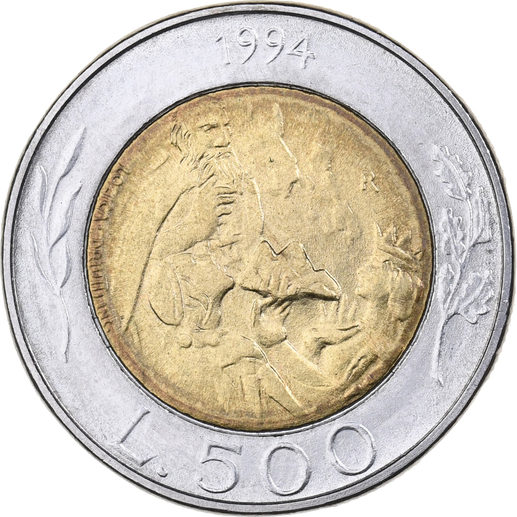 San Marino, 500 Lire, 1994, Bimetálico, MS(65-70), KM:314