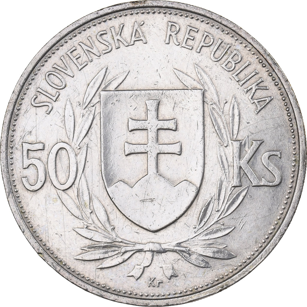 Slovakia, 50 Korun, 1944, Silver, AU(50-53), KM:10
