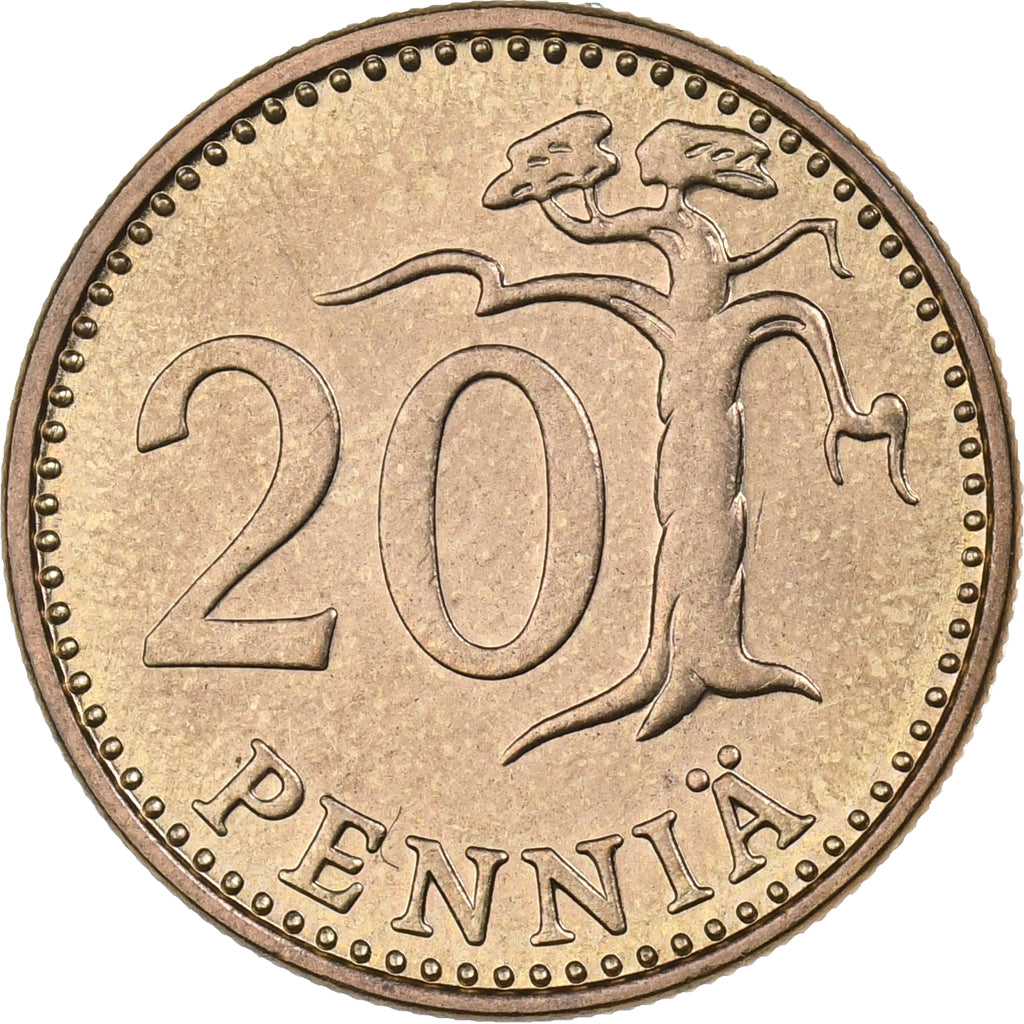 Finland, 20 Pennia, 1974, Aluminum-Bronze, FDC, KM:47