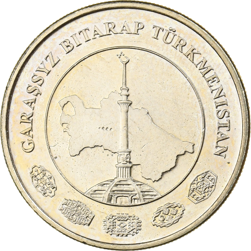 Turkmenistán, 50 Tenge, 2009, Latón, SC, KM:100