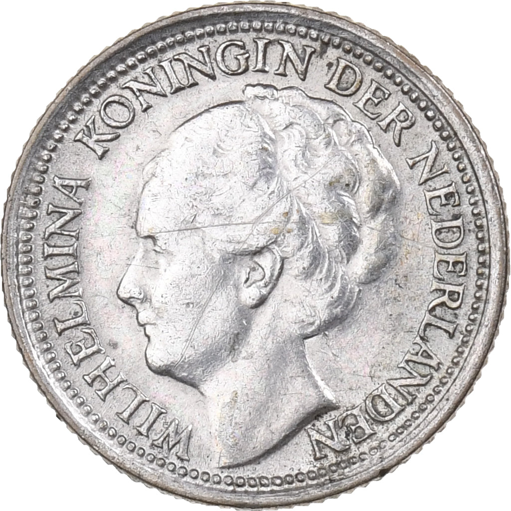 Holandia, Wilhelmina I, 10 Cents, 1938, Srebro, AU(55-58), KM:163