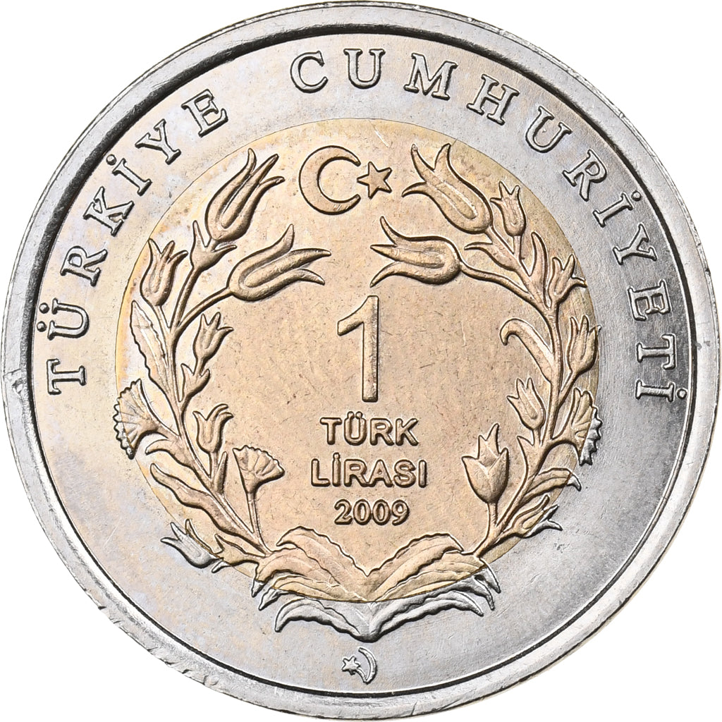Turkey, Lira, 2009, Bi-Metallic, MS(63), KM:1264