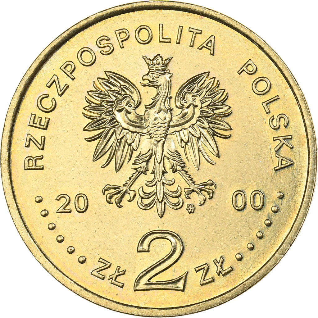 Polónia, 2 Zlote, 2000, Warsaw, Latão, MS(65-70), KM:377