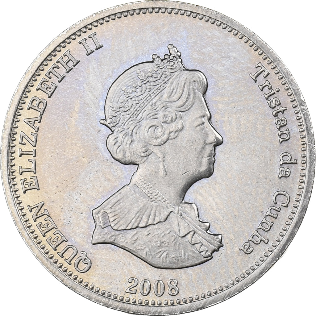 Tristan Da Cunha, Elizabeth II, 10 Pence, 2008, Franklin Mint, Rame-nichel, SPL