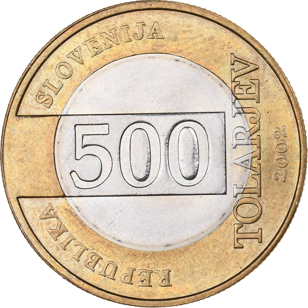 Slovenia, 500 Tolarjev, 2002, Bi-Metallic, MS(65-70), KM:45