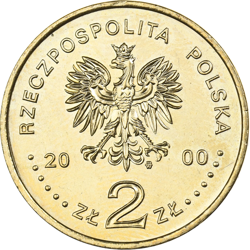 Polonia, 2 Zlote, 2000, Warsaw, Latón, FDC, KM:376