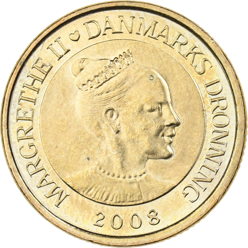Dänemark, Margrethe II, 20 Kroner, 2008, Copenhagen, Aluminum-Bronze, UNZ
