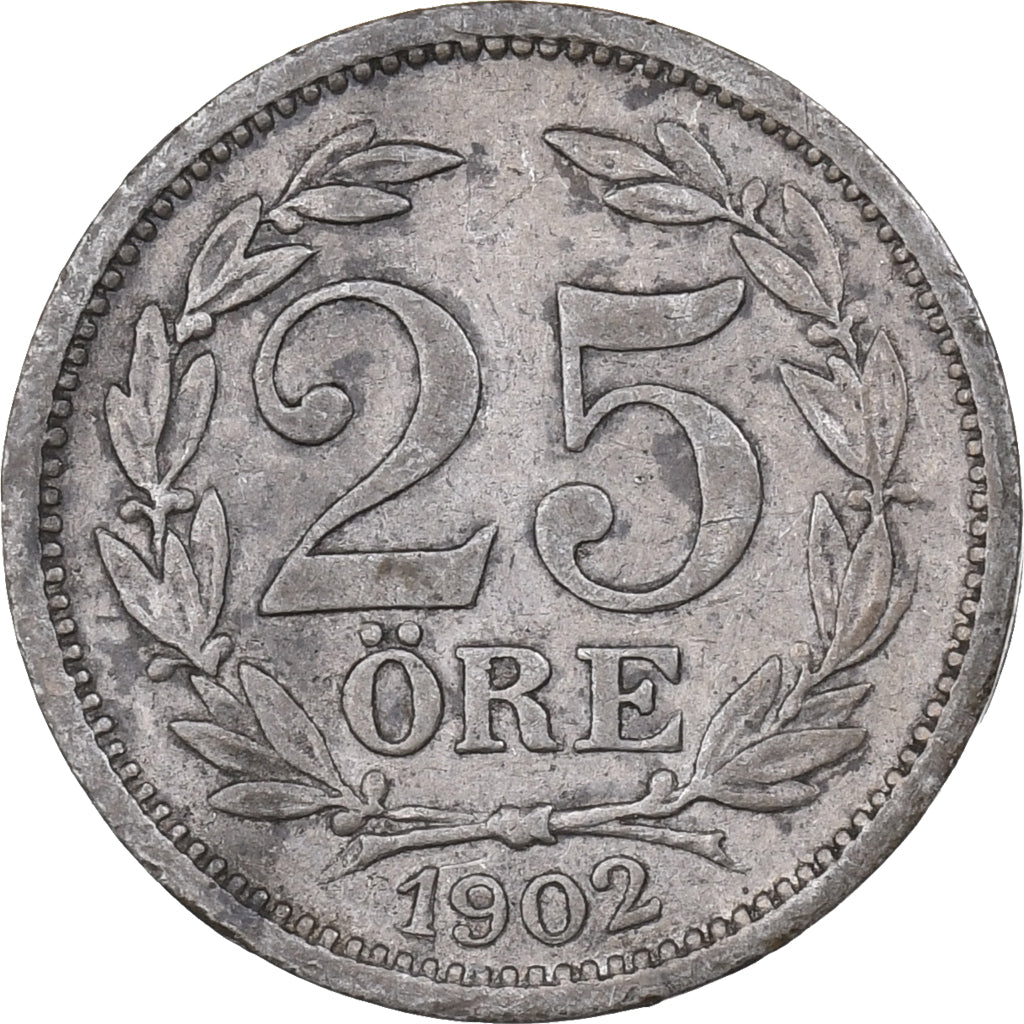 Szwecja, Oscar II, 25 Öre, 1902, Srebro, EF(40-45), KM:739