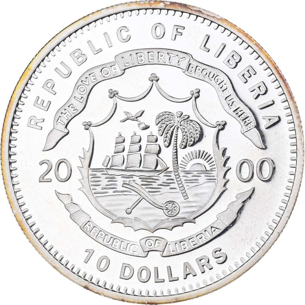Liberia, 10 Dollars, 2000, American Mint, Silver, MS(65-70), KM:501