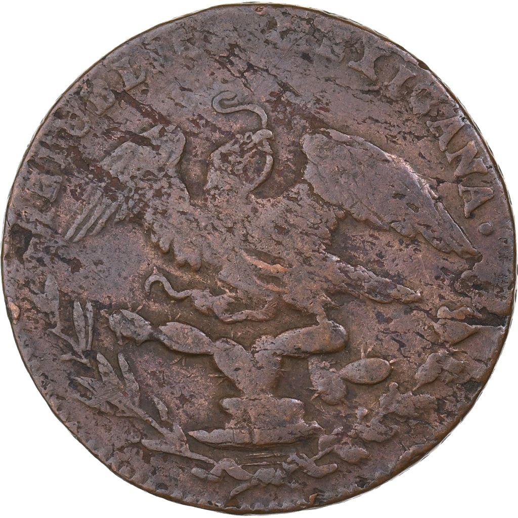 México, 1/4 Real, Un Quarto/Una Quartilla, 1835, Mexico City, Cobre, BC+