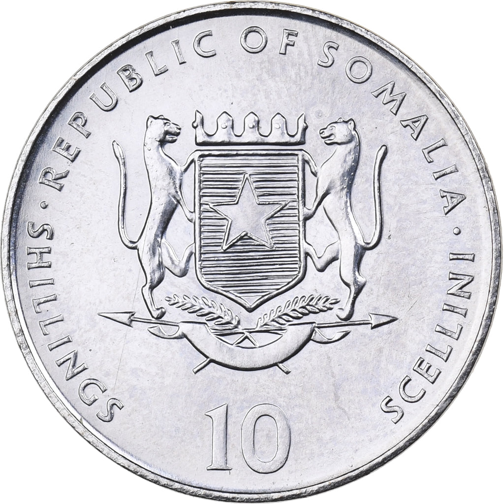 Somalia, 10 Shillings / Scellini, 2000, Nickel Clad Steel, MS(63), KM:100