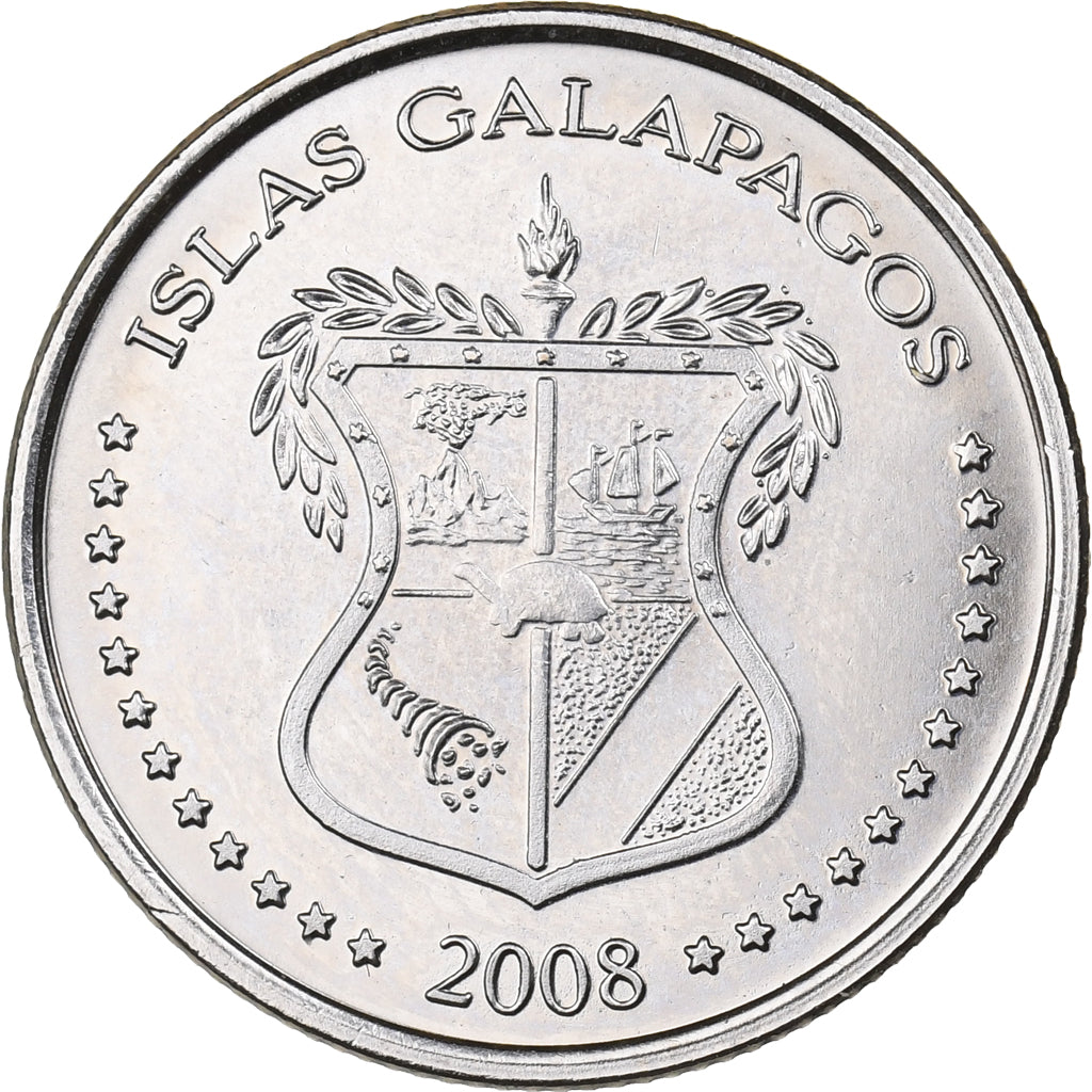 GALAPAGOS ISLANDS, 10 Centavos, 2008, Copper-nickel, MS(63), KM:3